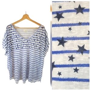3X DEPT222 Stars Striped Comfy Top Patriotic 4th Of July